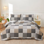 Plaid Patchwork Quilts Set Twin/Queen/King Size Bedspread Soft Microfiber Coverlet