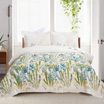 Floral Deer Quilts Set Twin/Queen/King Size Bedspread Soft Microfiber Coverlet