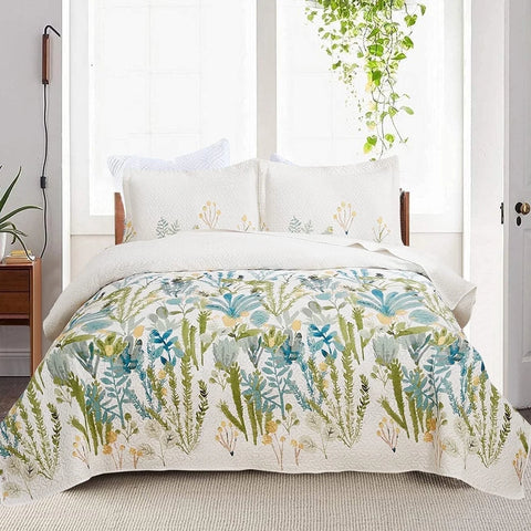 Floral Deer Quilts Set Twin/Queen/King Size Bedspread Soft Microfiber Coverlet