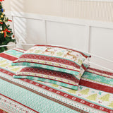 Christmas Floral Quilt Set Queen/Full Size Quilts Lightweight Bedspread Coverlet Set
