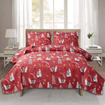 Christmas Quilts Set Twin/Queen/King Size Quilt Microfiber Bedspread Coverlet Set
