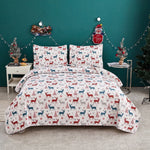 Christmas Quilts Set Twin/Queen/King Size Quilt Microfiber Bedspread Coverlet Set