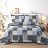 Plaid Patchwork Quilts Set Twin/Queen/King Size Bedspread Soft Microfiber Coverlet