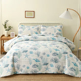 Ocean Quilts Set Twin/Queen/King Size Bedspread Soft Microfiber Coverlet