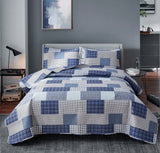 Plaid Patchwork Quilts Set Twin/Queen/King Size Bedspread Soft Microfiber Coverlet