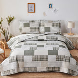 Plaid Patchwork Quilts Set Twin/Queen/King Size Bedspread Soft Microfiber Coverlet