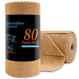 80Pack Cleaning Cloth Roll Reusable Paper Towels 12"×12" Tear Away Cloth, Microfiber Towels for Cars, Wash Cloths, Lint Free Rags for House, Kitchen,Window,Cleaning Supplies