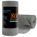 80Pack Cleaning Cloth Roll Reusable Paper Towels 12"×12" Tear Away Cloth, Microfiber Towels for Cars, Wash Cloths, Lint Free Rags for House, Kitchen,Window,Cleaning Supplies