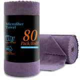 80Pack Cleaning Cloth Roll Reusable Paper Towels 12"×12" Tear Away Cloth, Microfiber Towels for Cars, Wash Cloths, Lint Free Rags for House, Kitchen,Window,Cleaning Supplies