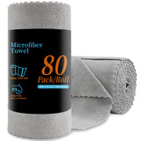 80Pack Cleaning Cloth Roll Reusable Paper Towels 12"×12" Tear Away Cloth, Microfiber Towels for Cars, Wash Cloths, Lint Free Rags for House, Kitchen,Window,Cleaning Supplies