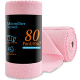 80Pack Cleaning Cloth Roll Reusable Paper Towels 12"×12" Tear Away Cloth, Microfiber Towels for Cars, Wash Cloths, Lint Free Rags for House, Kitchen,Window,Cleaning Supplies