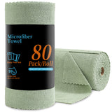 80Pack Cleaning Cloth Roll Reusable Paper Towels 12"×12" Tear Away Cloth, Microfiber Towels for Cars, Wash Cloths, Lint Free Rags for House, Kitchen,Window,Cleaning Supplies