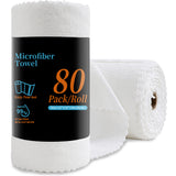 80Pack Cleaning Cloth Roll Reusable Paper Towels 12"×12" Tear Away Cloth, Microfiber Towels for Cars, Wash Cloths, Lint Free Rags for House, Kitchen,Window,Cleaning Supplies