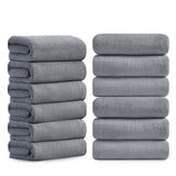 Jessy Home 12 Pack Hand Towel Set 16"x31" Soft Highly Absorbent Quick Dry Bathroom Bath Hand Towels Microfiber Plush Towels