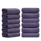 Jessy Home 12 Pack Hand Towel Set 16"x31" Soft Highly Absorbent Quick Dry Bathroom Bath Hand Towels Microfiber Plush Towels