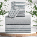 4/8 Pieces Bath Towels Set Bicolor bar Stripe Large Oversized Bath Sheet Soft Towel Set