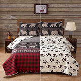 Covina Rustic Bear Quilt Set Plaid Bedspread Polyester Bedding
