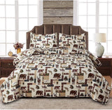 Covina Rustic Bear Quilt Set Plaid Bedspread Polyester Bedding