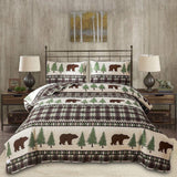 Covina Rustic Bear Quilt Set Plaid Bedspread Polyester Bedding