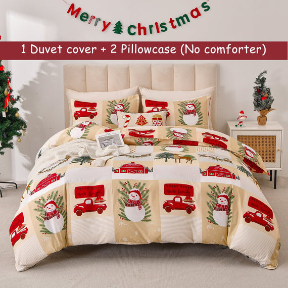 Jessy Home High Quality 100% Polyester Christmas Gift 3Pcs Christmas Bedding Set Duvet Cover Pillowcase Twin Queen King