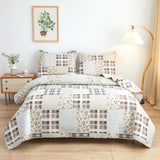 Plaid Patchwork Quilts Set Twin/Queen/King Size Bedspread Soft Microfiber Coverlet