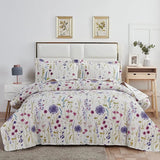 Floral Deer Quilts Set Twin/Queen/King Size Bedspread Soft Microfiber Coverlet