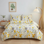 Floral Deer Quilts Set Twin/Queen/King Size Bedspread Soft Microfiber Coverlet