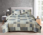 Plaid Patchwork Quilts Set Twin/Queen/King Size Bedspread Soft Microfiber Coverlet