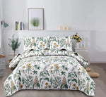 Floral Deer Quilts Set Twin/Queen/King Size Bedspread Soft Microfiber Coverlet