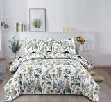 Floral Deer Quilts Set Twin/Queen/King Size Bedspread Soft Microfiber Coverlet