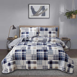 Plaid Patchwork Quilts Set Twin/Queen/King Size Bedspread Soft Microfiber Coverlet
