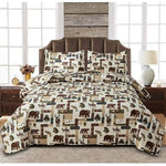 Bear Deer Quilts Set Twin/Queen/King Size Bedspread Soft Microfiber Coverlet