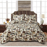 Bear Deer Quilts Set Twin/Queen/King Size Bedspread Soft Microfiber Coverlet