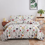 Floral Deer Quilts Set Twin/Queen/King Size Bedspread Soft Microfiber Coverlet