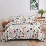 Floral Deer Quilts Set Twin/Queen/King Size Bedspread Soft Microfiber Coverlet