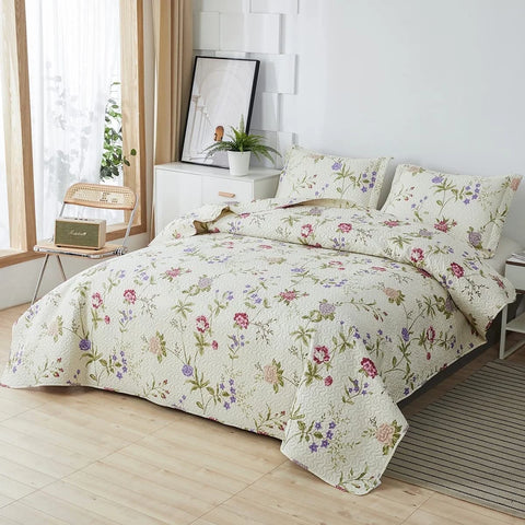 Comforter Set 3 Pieces Red Floral  Bedding Set