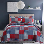 Plaid Patchwork Quilts Set Twin/Queen/King Size Bedspread Soft Microfiber Coverlet