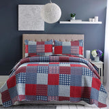Plaid Patchwork Quilts Set Twin/Queen/King Size Bedspread Soft Microfiber Coverlet