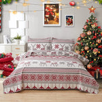 Christmas Quilts Set Twin/Queen/King Size Quilt Microfiber Bedspread Coverlet Set