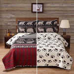 Bear Deer Quilts Set Twin/Queen/King Size Bedspread Soft Microfiber Coverlet