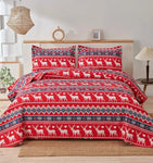 Christmas Quilts Set Twin/Queen/King Size Quilt Microfiber Bedspread Coverlet Set