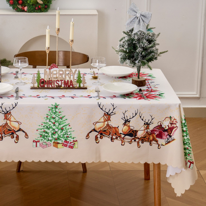 Jessy Home 2-Pack Christmas Decoration Tablecloths - Rectangle (55”x86”), Washable & Wrinkle Resistant, Winter Style for Holiday Parties & Home Indoor/Outdoor Use