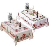 Jessy Home 2-Pack Christmas Decoration Tablecloths - Rectangle (55”x86”), Washable & Wrinkle Resistant, Winter Style for Holiday Parties & Home Indoor/Outdoor Use