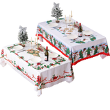 Jessy Home 2-Pack Christmas Decoration Tablecloths - Rectangle (55”x86”), Washable & Wrinkle Resistant, Winter Style for Holiday Parties & Home Indoor/Outdoor Use