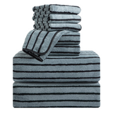 4/8 Pieces Bath Towels Set Bicolor bar Stripe Large Oversized Bath Sheet Soft Towel Set