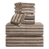 4/8 Pieces Bath Towels Set Bicolor bar Stripe Large Oversized Bath Sheet Soft Towel Set
