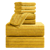 4/8 Pieces Bath Towels Set Bicolor bar Stripe Large Oversized Bath Sheet Soft Towel Set