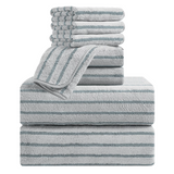 4/8 Pieces Bath Towels Set Bicolor bar Stripe Large Oversized Bath Sheet Soft Towel Set