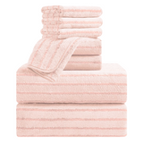 4/8 Pieces Bath Towels Set Bicolor bar Stripe Large Oversized Bath Sheet Soft Towel Set