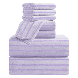4/8 Pieces Bath Towels Set Bicolor bar Stripe Large Oversized Bath Sheet Soft Towel Set